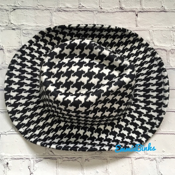 New Houndstooth Wide Brim Fedora Style Panama Black & White Hat ~ Alabama Bama main image 7